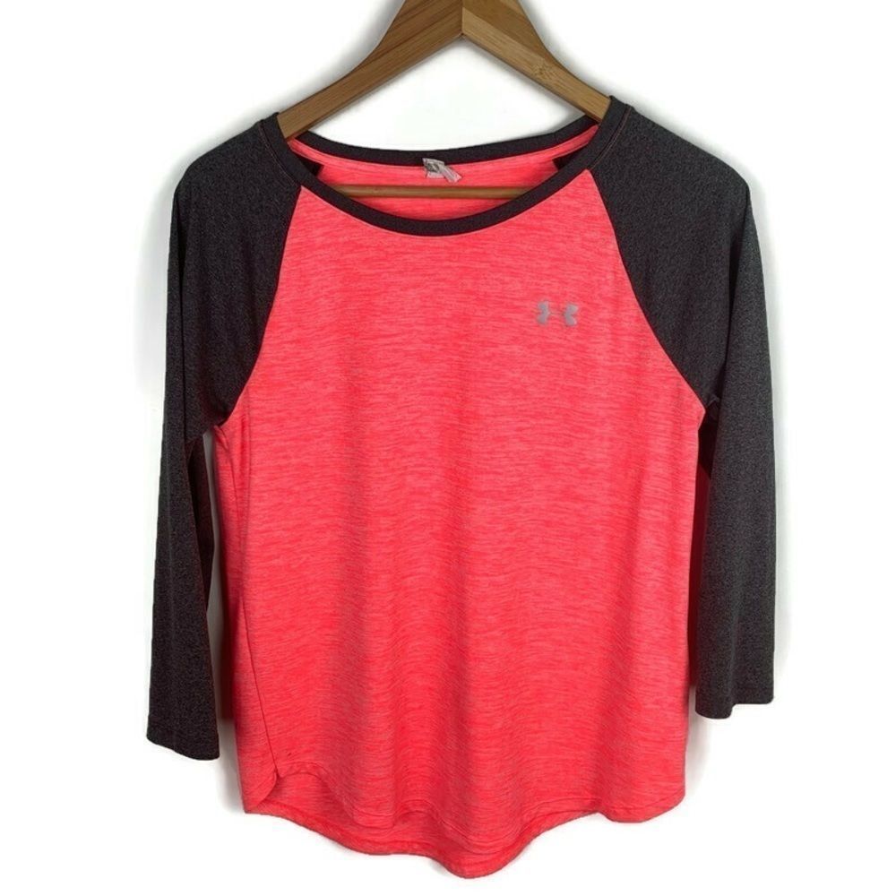 Under Armour Orange and Gray Baseball tee small